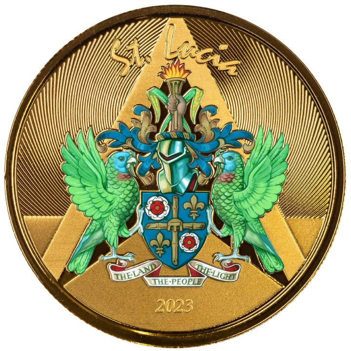 St. Lucia - Stemma colorato 1 oncia d'oro 2023 Proof