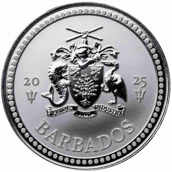 Barbados: Tridente, 1 onza de plata, 2025, Prooflike