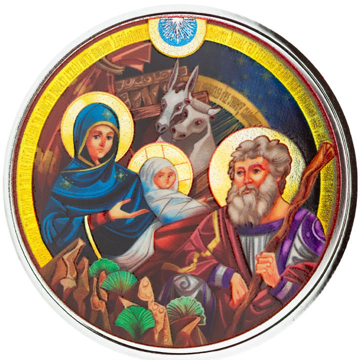 The Bethlehem Nativity coloured 1 oz Silver Round Prooflike