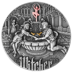 Niue: The Witcher Book Series - Sezon Burz kolorowany pozłacany 2 uncje Srebra 2025 High Relief Antiqued Coin