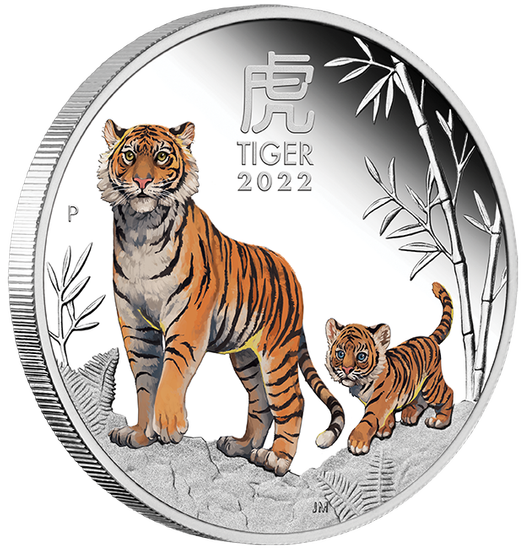Lunar III: Rok Tygrysa kolorowany 1 uncja Srebra 2022 Proof