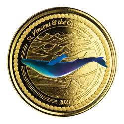 St. Vincent & The Grenadines - Humpback Whale kolorowany 1 uncja Złota 2021 Proof