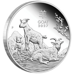 Set of 3 Perth Mint: Lunar III - Year of the Goat Colored/Gold-Plated Silver Coins 3 oz Silver 2027 Proof
