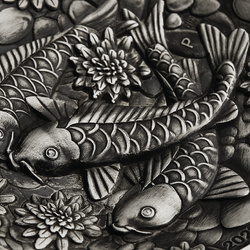 Poisson koi 2000 grammes d'argent 2023 High Relief Antiqued Coin