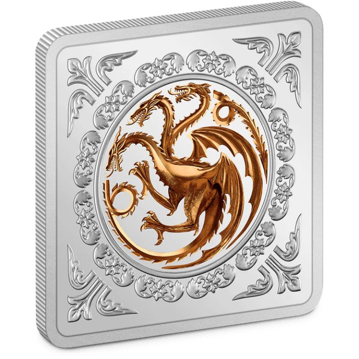 Il Trono di Spade - Sigillo dei Targaryen colorato 1 oncia d'argento 2022 Proof