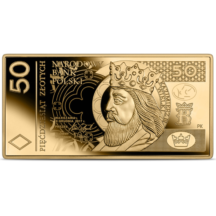 Polskie banknoty obiegowe – banknot o nominale 50 zł Złoto 2025 Proof