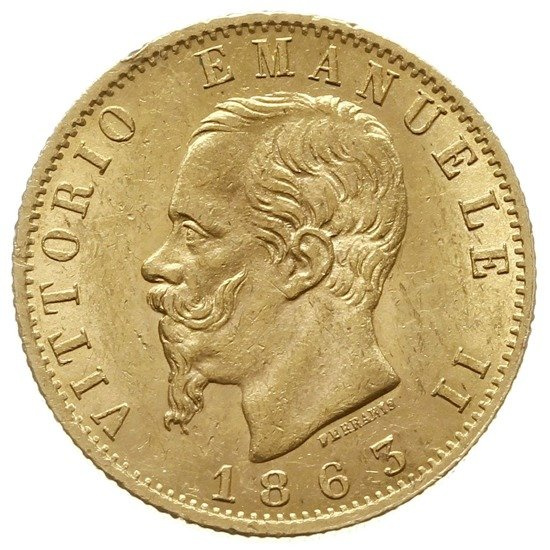 Itálie, 20 lir Viktor Emanuel II. 1861-1878