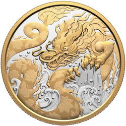Canada: Water Dragon $50 placcato in argento 2025 Proof