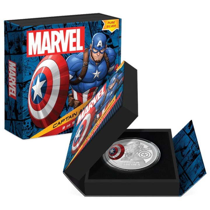 Niue: Marvel - Captain America colored 3 oz Silver 2023 Proof