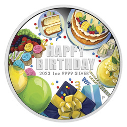 Happy Birthday coloured 1 oz Silber 2023 Proof