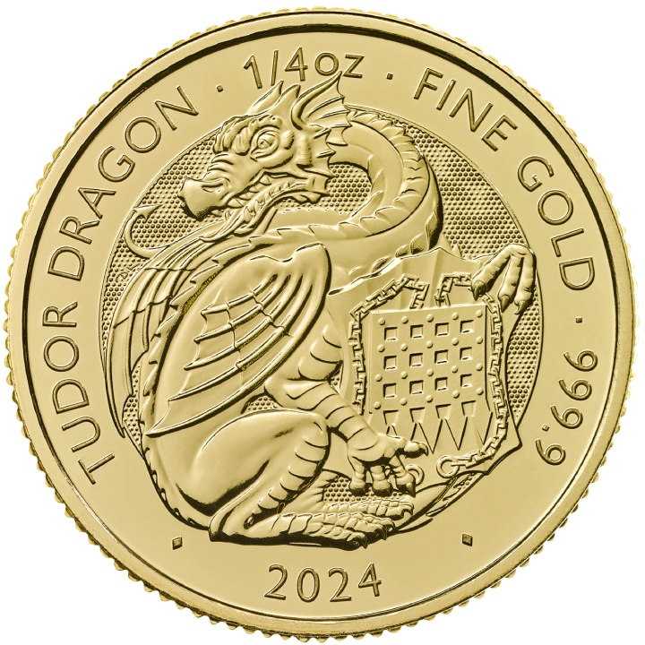 Les bêtes royales Tudor : le dragon Tudor 1/4 once d'or 2024