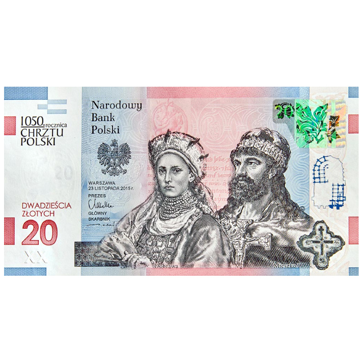 Banconota NBP “1050° anniversario del battesimo della Polonia” 20 zł 2016