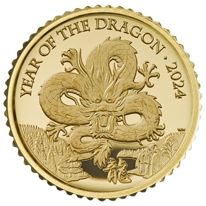 Royal Mint Lunar: Anno del Dragone 1/40 oncia d'oro 2024 Proof