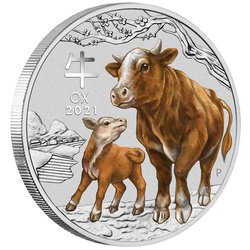Lunar III: Año del Buey coloreado 1 oz Plata 2021