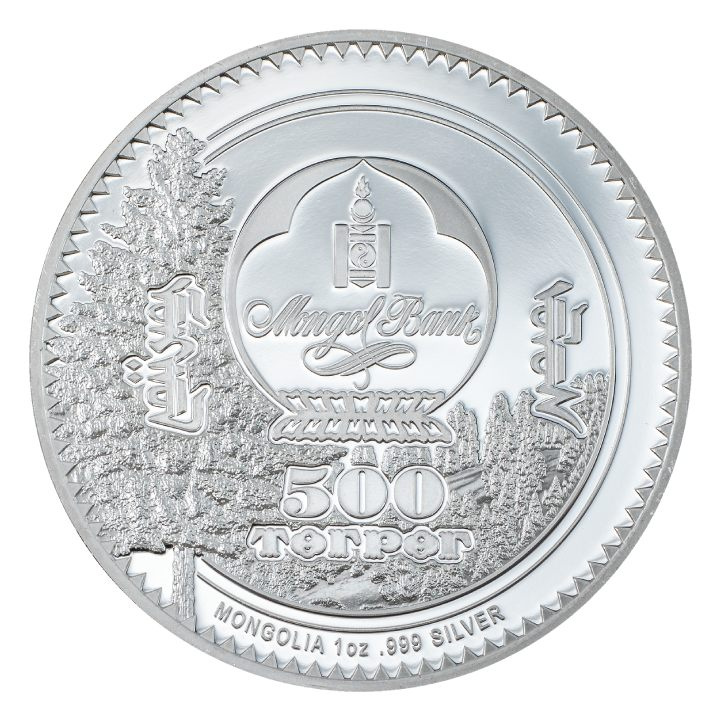 Mongolia: Woodland Spirits - Chipmunk kolorowany 1 uncja Srebra 2023 Proof High Relief