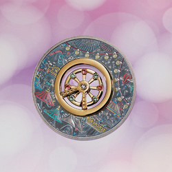 Tuvalu: Ferris Wheel kolorowany 2 uncje Srebra 2025 Antiqued Coin