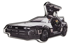 Niue: Back to the Future - DeLorean Time Machine kolorowany 2 uncje Srebra 2021 Antiqued Coin