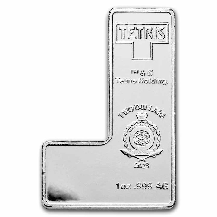Niue: Tetris - L-Tetrimino Block coloured 1 oz Silver 2023 Coin (orange)