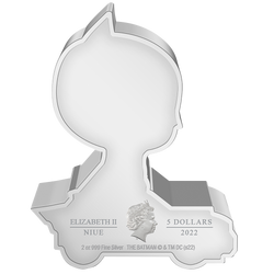Niue: The Batman – Batman Day Chibi Coin, farbig, 2 Unzen Silber, 2022, Polierte Platte