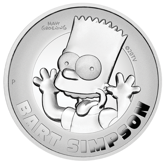 Tuvalu: Bart Simpson 2 uncia ezüst 2022 Proof High Relief