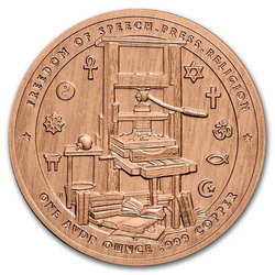Fundadores de la Libertad: Benjamin Franklin - Free Speech 1 oz Cobre 2022 Slab