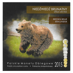 Monete circolanti polacche “Orso bruno” - set di monete da 1 gr - 5 zł 2015