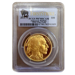 American Buffalo 1 oz Gold 2014-W PCGS PR70 DCAM First Strike