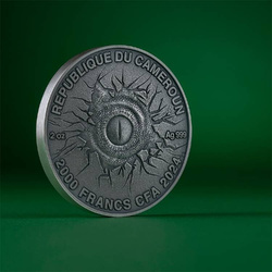 Camerun Lost World - Tyrannosaurus Rex 2 oz Argint 2024 High Relief Antiqued Coin
