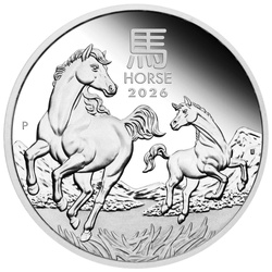 Perth Mint: Lunar III – Jahr des Pferdes 1/2 Unze Silber 2026 Proof