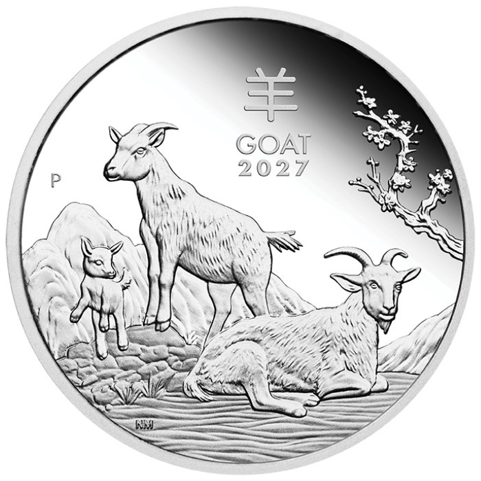 Silbermünze Perth Mint: Lunar III - Jahr der Ziege 1/2 Unze Silber 2027 Proof
