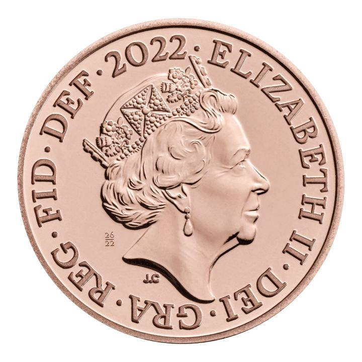 Lote de 10 monedas de Su Majestad la Reina Isabel de Cobre 2022