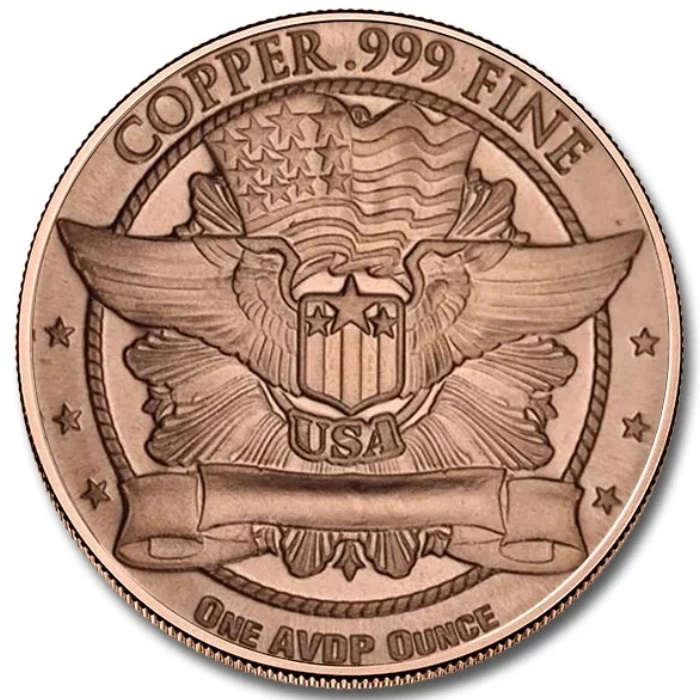 Medaglia di rame Walking Liberty 1 oncia AVDP Rame