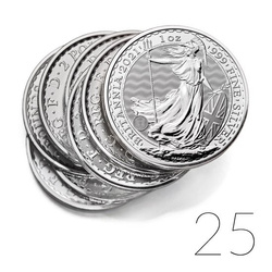 Britannia 1 once d'argent 2021 LOT DE 25 PIÈCES