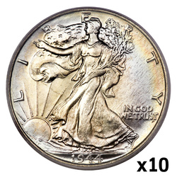 USA: 50 Centów - Half Dollar (0,50 USD) Srebro Różne Roczniki (próba Ag.900) Obiegowy 10 sztuk