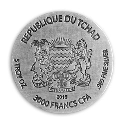Republic of Chad: ERS King Tut 5 oz Silber 2016 Antiqued Coin