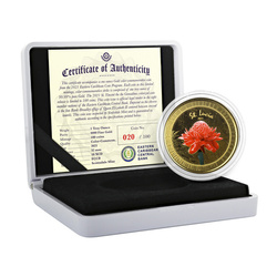 St. Lucia Botanical Gardens coloured 1 oz Gold 2021 Proof