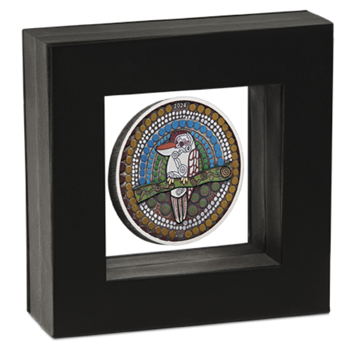 Kookaburra Kaa-Kaa coloured 2 oz Silber 2024 Antiqued Coin