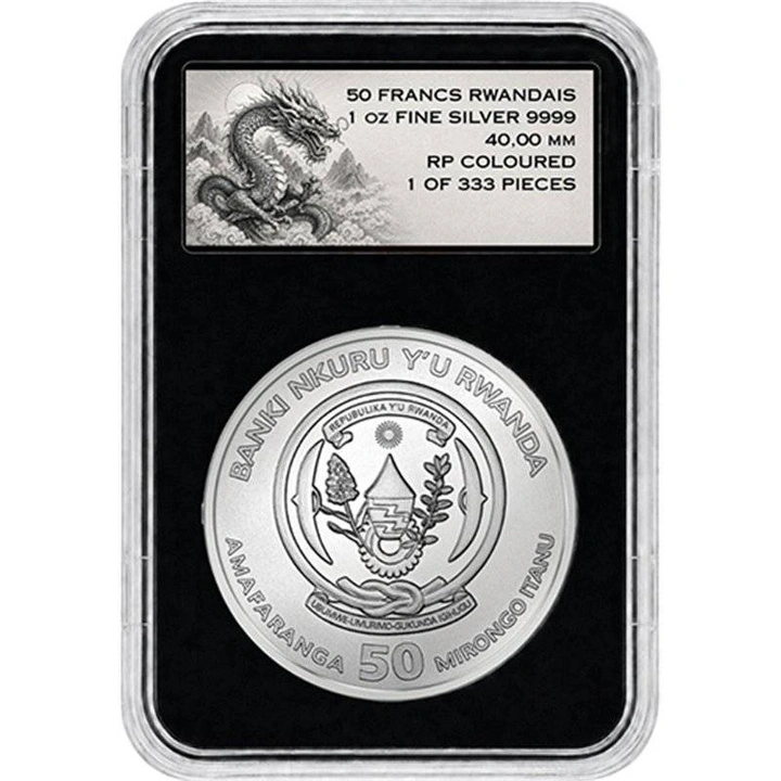 Moneda de Plata Ruanda Blue Dragon coloreada 1 oz Plata 2026 Reverse Proof