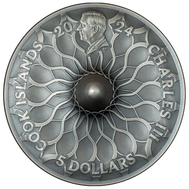 Cook Islands: Spinning Coin 1 oz Silver 2024 Antiqued Coin
