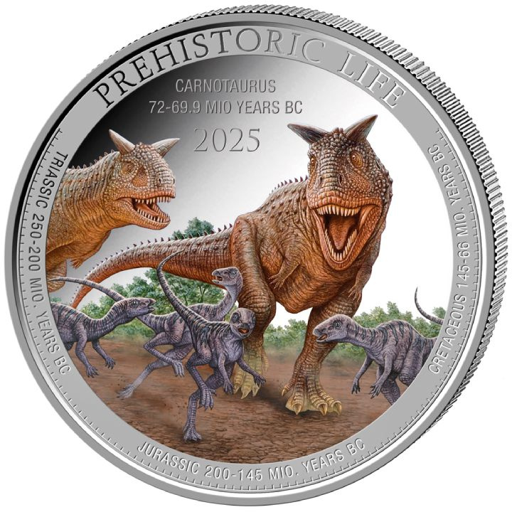 Congo: Prehistoric Life II – Carnotaurus Coloriert 1 oz Silber 2025