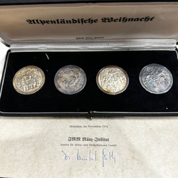 Zestaw 4 srebrnych medali "Alpenländische Heimat" -  Alpine Christmas 1976 