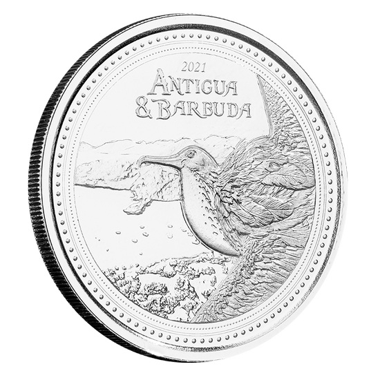 Antigua & Barbuda: Fregata wielka 1 uncja Srebra 2021