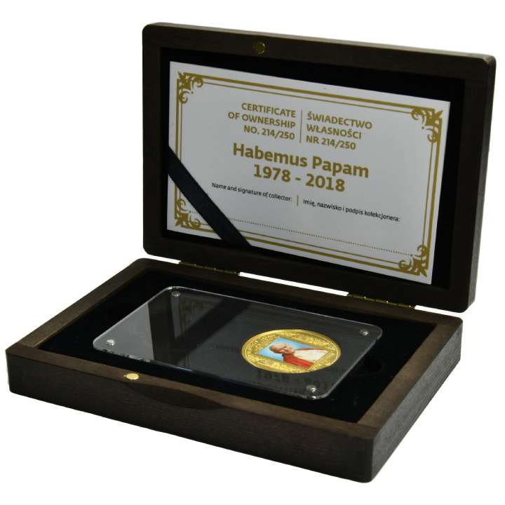 Niue: II. János Pál „Habemus Papam” színes 100 dollár arany 2018 Proof