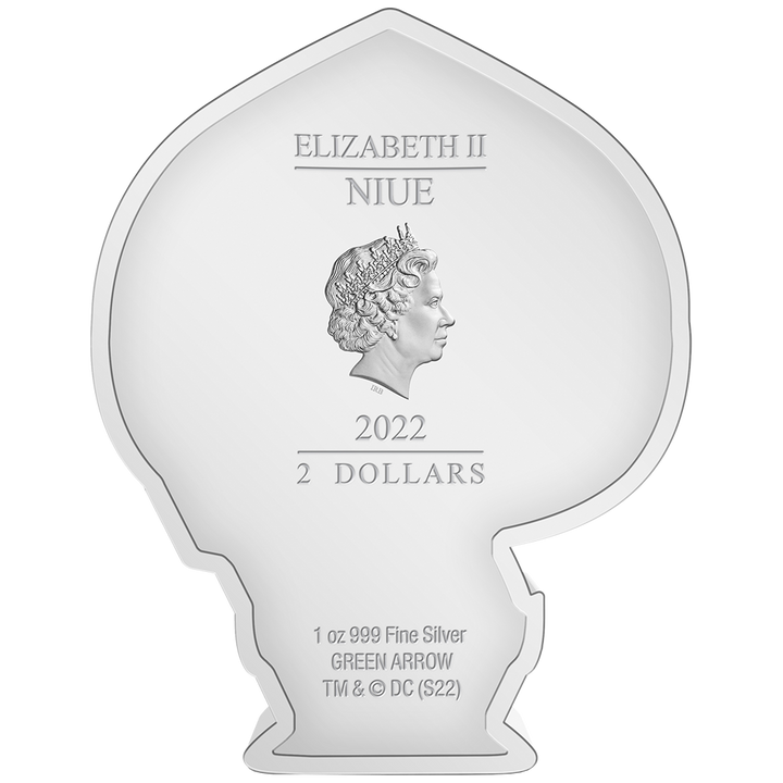 Niue : DC Comics – Green Arrow, pièce Chibi colorisée, 1 once d’argent, 2022, Proof