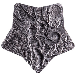 Lucifer 2 uncje Srebra 2023 Apilable Alto Relieve Antiqued