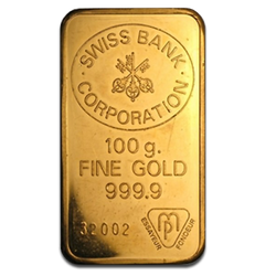 Lingote de oro sin clasificar de 100 gramos