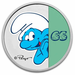 Niue: Smurfs - 65th Anniversary coloured 1 oz Silver 2023 Slab Coin