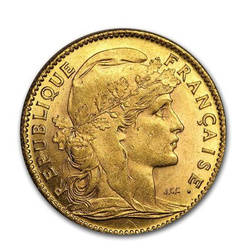 1899-1914 France Gold 10 Francs Rooster