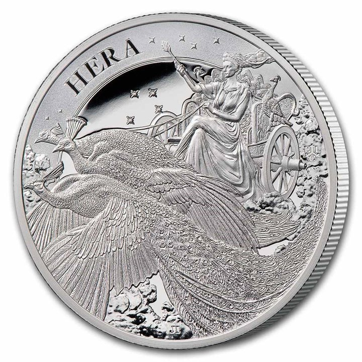 St Helena: Goddess - Hera and the Peacock 1 oz Silver 2022 Proof