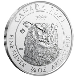 Canada: Ritratti di animali - Gufo reale 3/4 oncia d'argento 2021